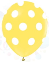 Sar zemine beyaz Puantiyeli baskl 12 inc balon